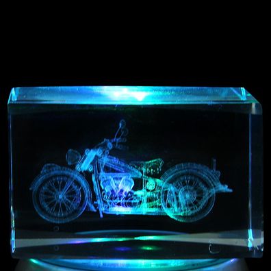 Kristall Quader Motiv Motorrad Farbe klar