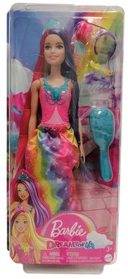 Mattel GTF38 Barbie mit bunten Haaren Regenbogen Prinzessin Dreamtopia Bürste Sp