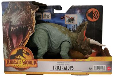 Mattel HDX40 Jurassic World Dominion Triceratops Brüllattacke Urzeitmonster Dino