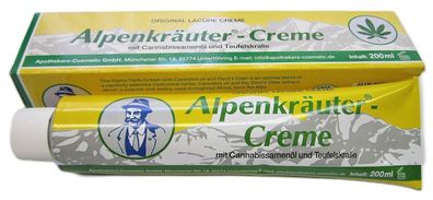 Alpenkräuter-Creme Teufelskralle Hanföl 200ml Tube Creme + Tubenquetscher (Gr. Jumbo)