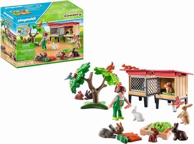 Playmobil Country 71252 Kaninchenstall, Tiere für den Bio-Bauernhof, Nachhaltiges ...