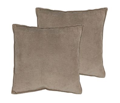 Cord Zierkissen 2er Set 45 cm - kokosnuss braun - Sofa Couch Kuschel Deko Kissen