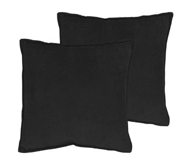 Cord Zierkissen 2er Set 45 cm - schwarz - Sofa Couch Kuschel Deko Kissen