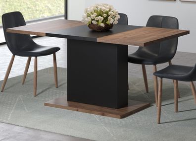 Esstisch Kendo Säulentisch in Eiche und schwarz Tisch 160x80 cm bis 6 Personen