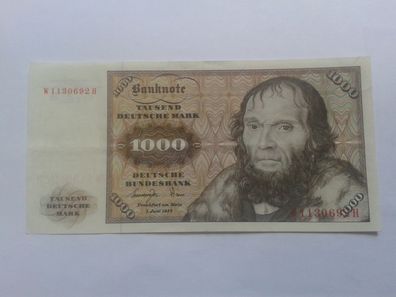 Original 1000 Mark 1977 Banknote 1000 D-Mark Deutsche Bundesbank