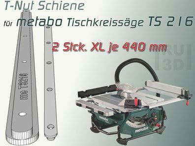 2x 440mm T-Nut Schiene für metabo TS 216 Tischkreissäge, Schiebeschlitten