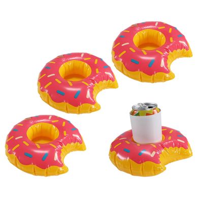 4er Set Pool Getränkehalter Donut aufblasbare Dosenhalter angeknabberter Donut