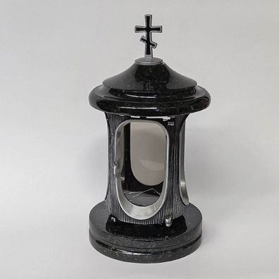 Grablampe Grablaterne mit Orthodoxem Kreuz aus Granit