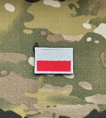 Patch Polnische Flagge Weiß - Rot, Klett Polen Ukraine Morale Aufnäher ZSU Armee