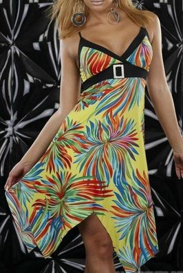 SeXy MiSS Damen Salca Latina Kleid asymmetrisch Girly Dance Dress 34/36/38 bunt