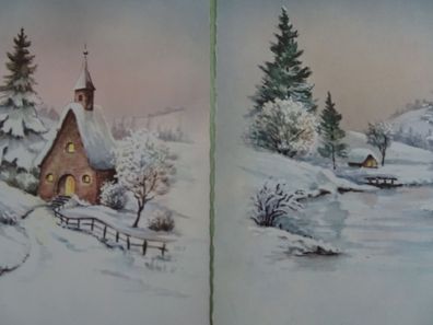 2 alte Postkarten AK Stockhausen Weihnachtsfest Winterlandschaft Kirche