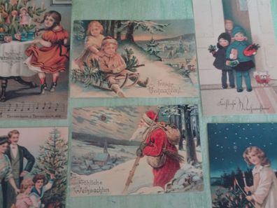 6 alte Postkarten AK Nostalgie Weihnachten von Carina Vintage KF Kleinformat