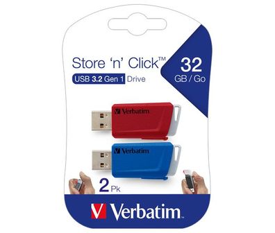 Verbatim USB 3.2 Stick 32GB, Store'n'Click, rot-blau