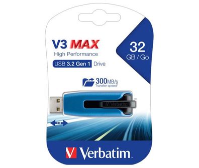 Verbatim USB 3.2 Stick 32GB, V3 MAX, blau-schwarz