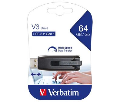 VerbatimUSB 3.2 Stick 64GB, V3 Drive, grau