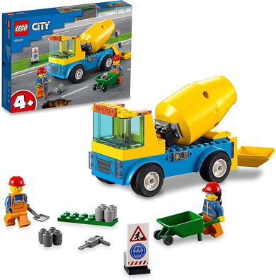 LEGO 60325 City Starke Fahrzeuge Betonmischer, LKW-Spielzeug mit Baustelle