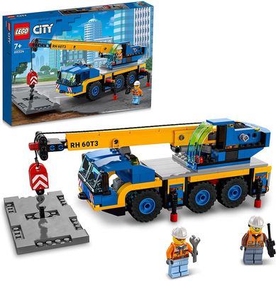 LEGO 60324 City Geländekran, Mobilkran, LKW-Spielzeug, Kinderspielzeug für Jungen ...