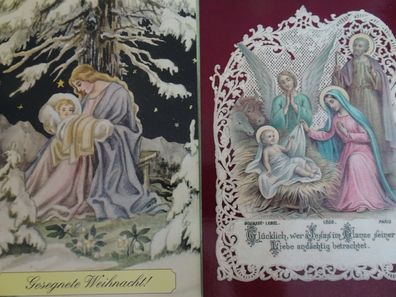 2 ältere Postkarten AK Mediatrix Maria Jesus gesegnete Weihnachten