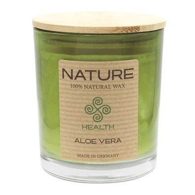NATURE HEALTH, Duftkerze im Glas, Aloe Vera, 100% Natural WAX, 85/70 mm, Brennda