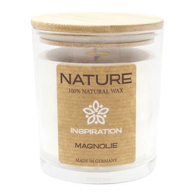 NATURE Inspiration, Duftkerze im Glas, Magnolie, 100% Natural WAX, 85/70 mm, Bre