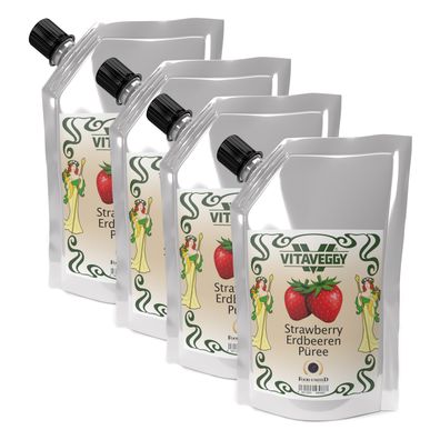 Vitaveggy Erdbeeren-püree 4x 1kg strawberry-fruit-puree von Food-United für Smoothies