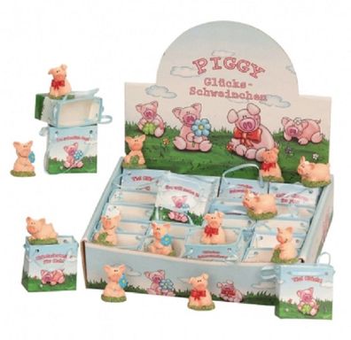 Display 24 Stück Glücksschweine in Geschenktütchen