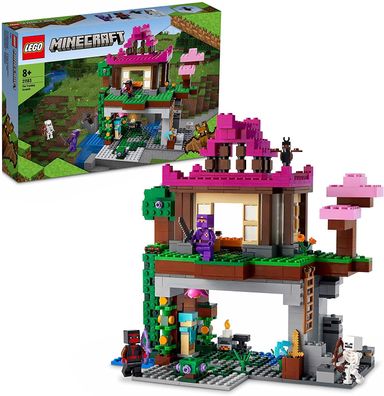 LEGO 21183 Minecraft Das Trainingsgelände, Haus und Höhle, Kinderspielzeug für ...