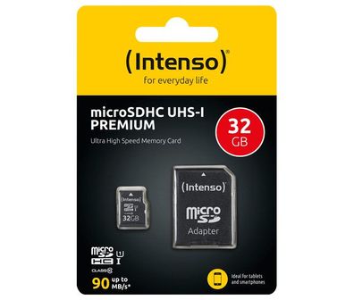 microSDHC Card 32GB, Premium, Class 10, U1 + SD-Adapter