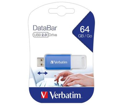 Verbatim USB 2.0 Stick 64GB, DataBar, blau