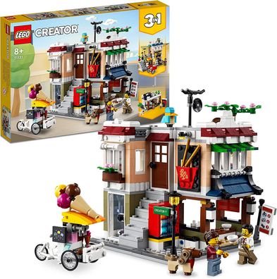 LEGO 31131 Creator Nudelladen, Fahrradladen und Spielhalle, 3in1 Konstruktionsspie...