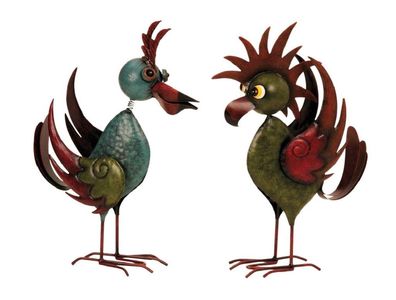 2 Stück Metall Figuren exotische Vögel 35-36 cm Haus Garten Dekoration