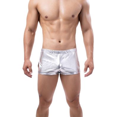 Herren Glanz Lackleder Boxer Shorts mit Beutel Penis-Hülle Sleeve S-XL Fitness Pants