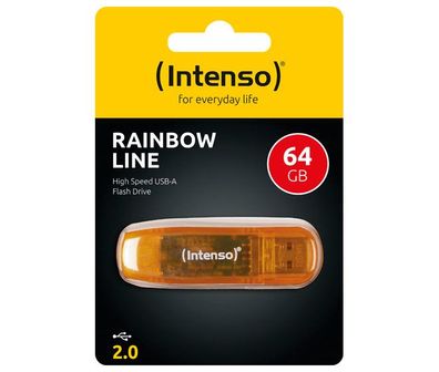 IntensoUSB 2.0 Stick 64GB, Rainbow Line, orange
