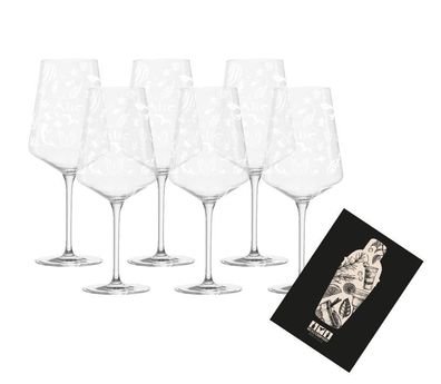 6 Stück Alie Frescobaldi Weingläser / 6er Set Wein Glas / Gläser mit Druck