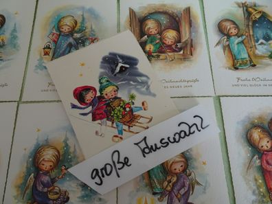alte Postkarten AK Horn signiert ADAM Weihnachten Neujahr Engel & Kinder - RAR
