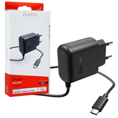Hama Schnell-Ladegerät USB-C Fast Charge 3A Netzteil Netz-Lader Handy Smartphone
