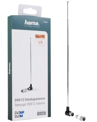 Hama DVB-T2 Stab-Antenne 4K FULL HD TV Zimmer-Antenne Passiv Teleskob-Antenne