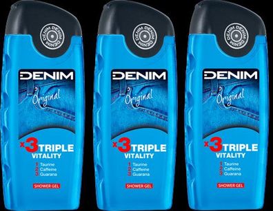 DENIM Original * 3Triple Vitality Duschgel / Showergel 3 x 250ml New