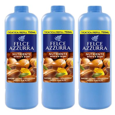 Paglieri Felce Azzurra Nutriente Ambra e Argan Flüssigseife 3x 750 ml refill
