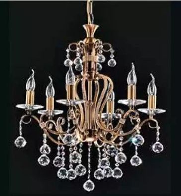 Luxus Deckenleuchter Lüster Kronleuchter Deckenlampe Gold Kristall Art
