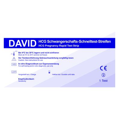 30 x David Schwangerschaftstest Streifen 10 miu/ ml HCG Schnelltest