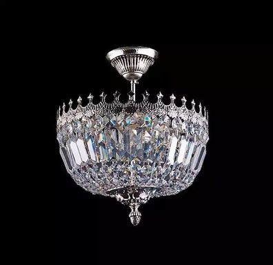 Deckenleuchter Luxus Silber Kronleuchter Deckenlampe Lüster Kristall