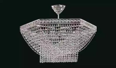 Luxus Lüster Deckenleuchter Silber Kronleuchter Deckenlampe Kristall