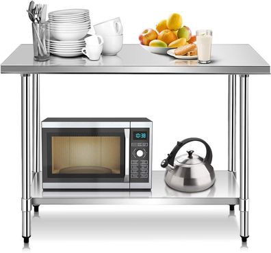 122 x 61x 90cm Edelstahl Küchentisch, Arbeitstisch, Zubereitungstisch, Gastro Tisch