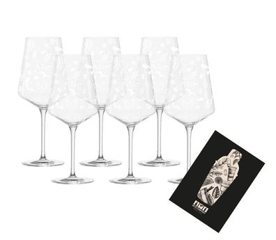 6 Stück Alie Frescobaldi Weingläser / 6er Set Rose Wein Glas / Gläser mit Druck