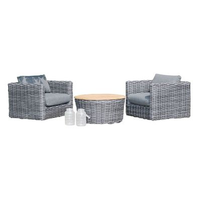 Sonnenpartner 3-teilige Lounge-Sitzgruppe Sands Aluminium mit Polyrattan charcoal Lo