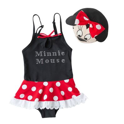 2er set Kinder Minnie Mouse Badeanzug Mädchen One-piece Bathing Suit Cartoon Bademode
