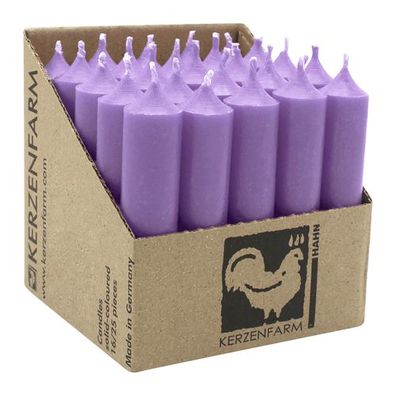 Stabkerzen aus Paraffin, 100/22 mm, Lavendel, Kerzenfarm HAHN, Brenndauer ca. 4h, 25