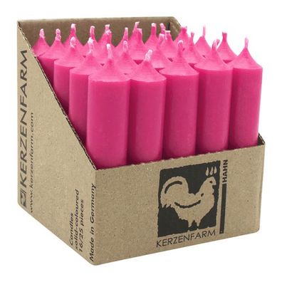 Stabkerzen aus Paraffin, 100/22 mm, Pink, Kerzenfarm HAHN, Brenndauer ca. 4h, 25 Stüc