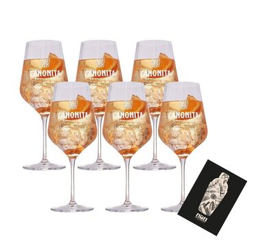 Canonita 6er Set Aperitif Stielglas Ballonglas 6x Reliefglas Gläser